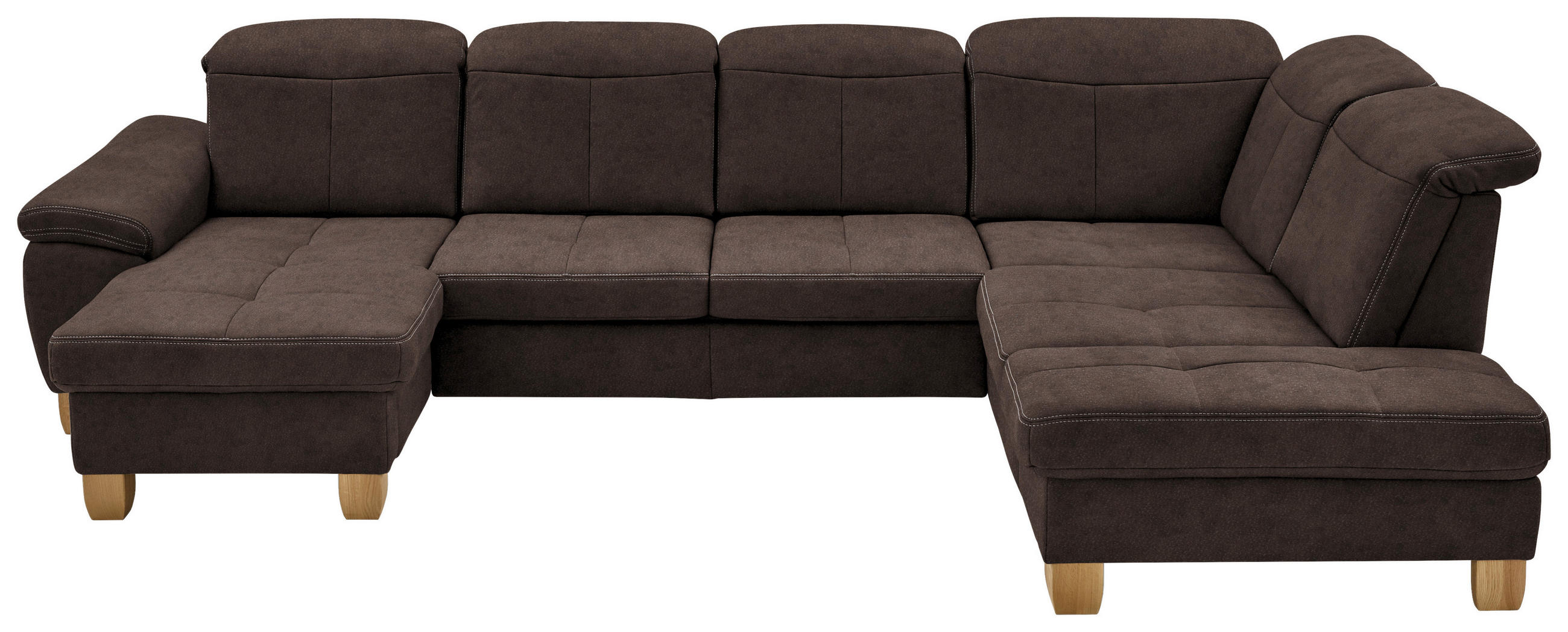 WOHNLANDSCHAFT in Mikrofaser Dunkelbraun  - Wildeiche/Dunkelbraun, Konventionell, Holz/Textil (185/343/243cm) - Voleo