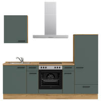 KÜCHENLEERBLOCK 240 cm   in Eichefarben, Dunkelgrün  - Dunkelgrün/Eichefarben, MODERN, Holzwerkstoff/Metall (240cm) - Nobilia