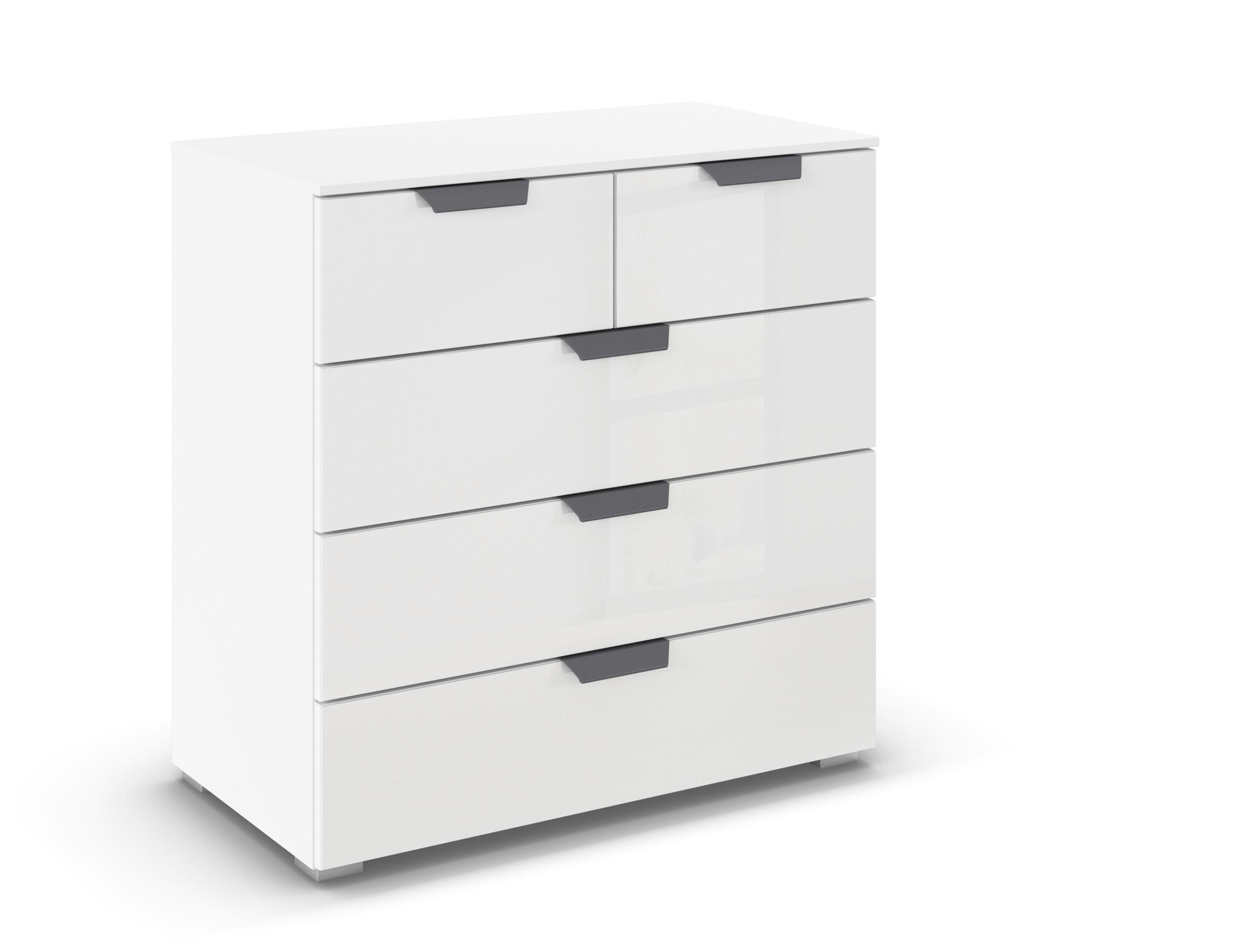 KOMMODE in 80/81/42 cm - Dunkelgrau/Weiß, Design, Glas/Holzwerkstoff (80/81/42cm) - Carryhome