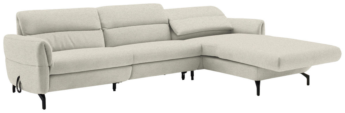 ECKSOFA in Chenille Creme  299/187 cm  - Creme/Schwarz, Design, Textil/Metall (299/187cm) - Schöner Wohnen