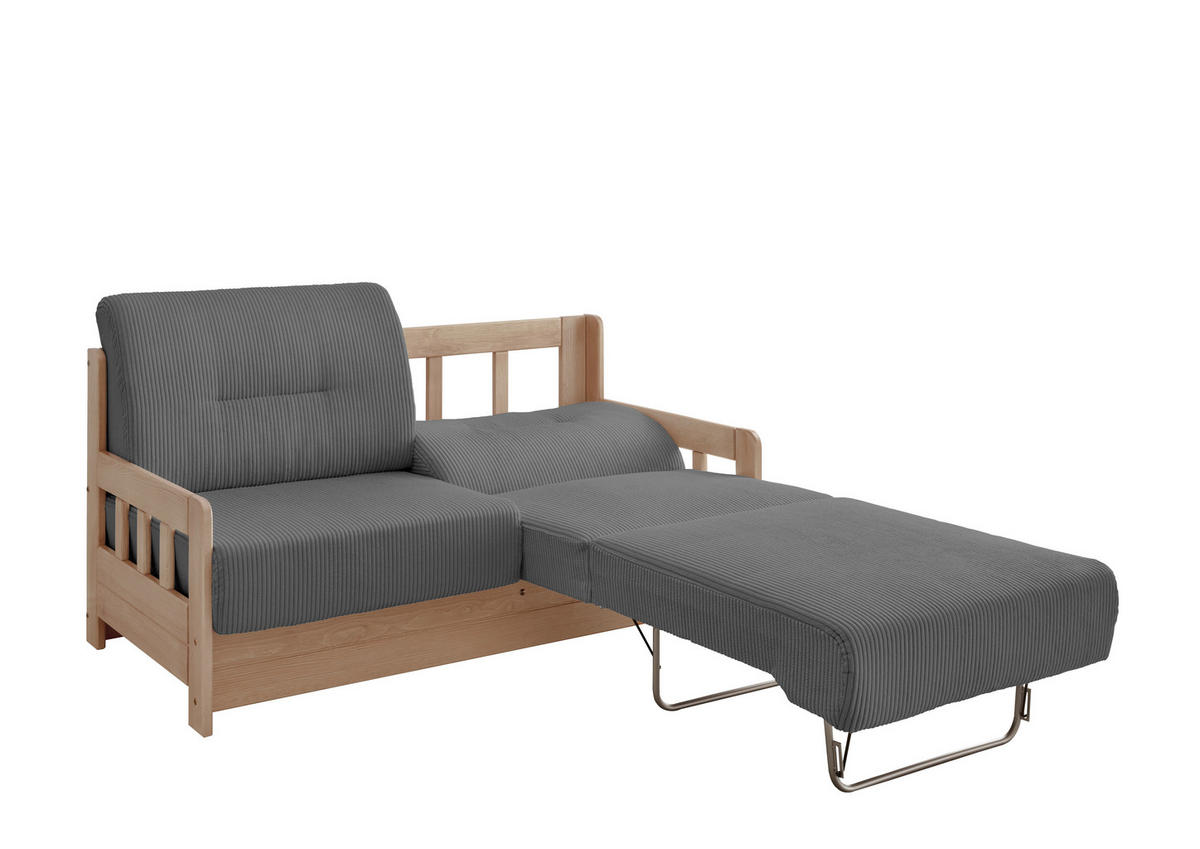 SCHLAFSOFA in Textil Grau, Naturfarben  - Naturfarben/Grau, Modern, Holz/Textil (154/88/90cm) - Livetastic