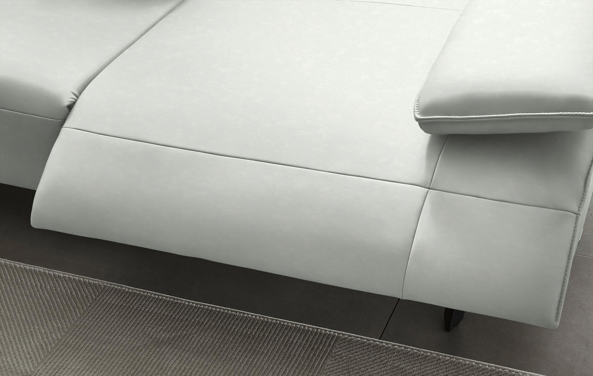 ECKSOFA  in Echtleder Ecru  230/290 cm  - Ecru/Anthrazit, Design, Leder/Metall (230/290cm) - Johann Jakob