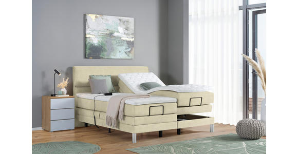 BOXSPRINGBETT 180/200 cm  in Beige  - Chromfarben/Beige, KONVENTIONELL, Kunststoff/Textil (180/200cm) - Voleo