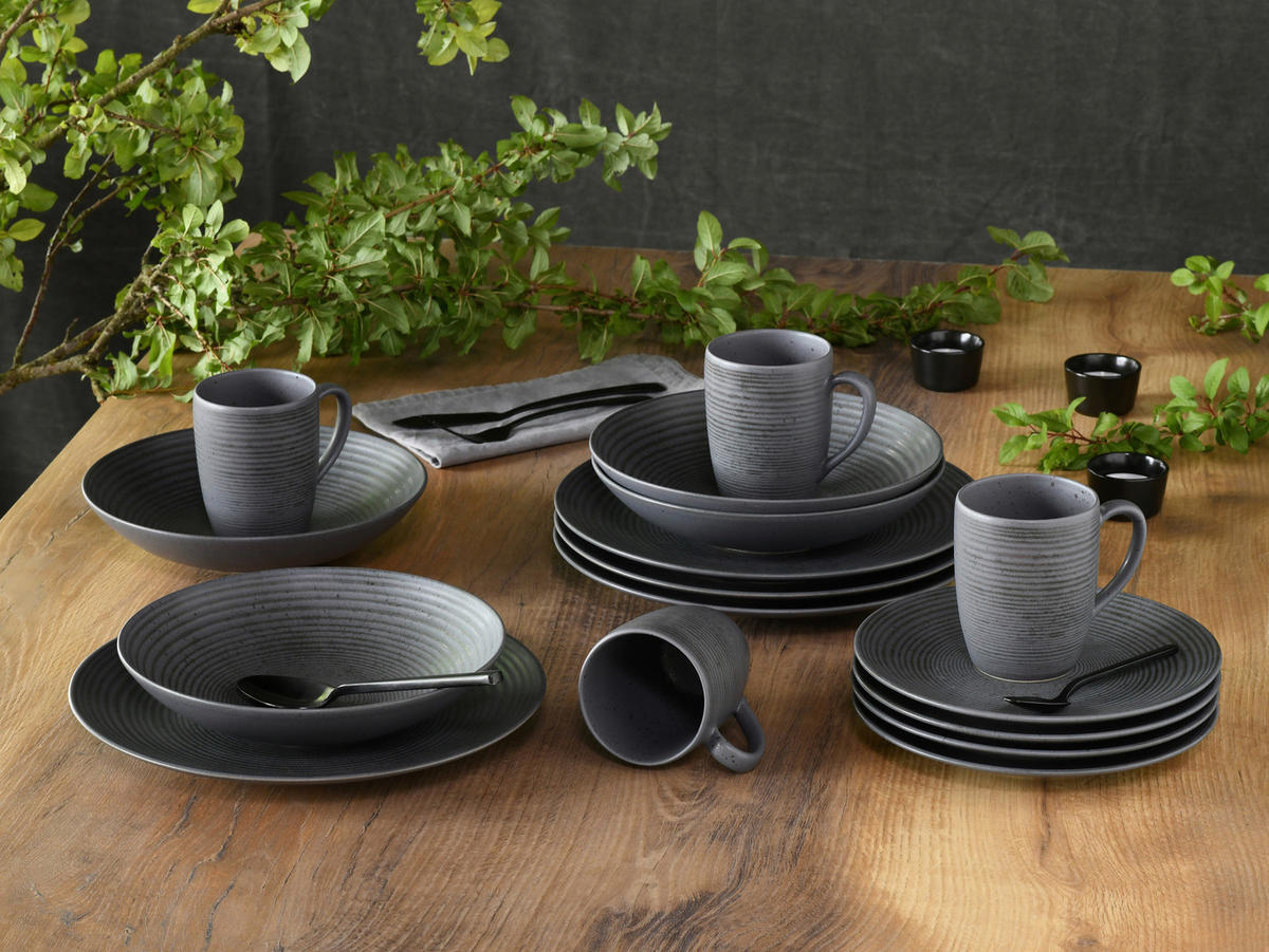 KOMPLETT SERVIS 16 delar  - antracit, Design, keramik - Creatable