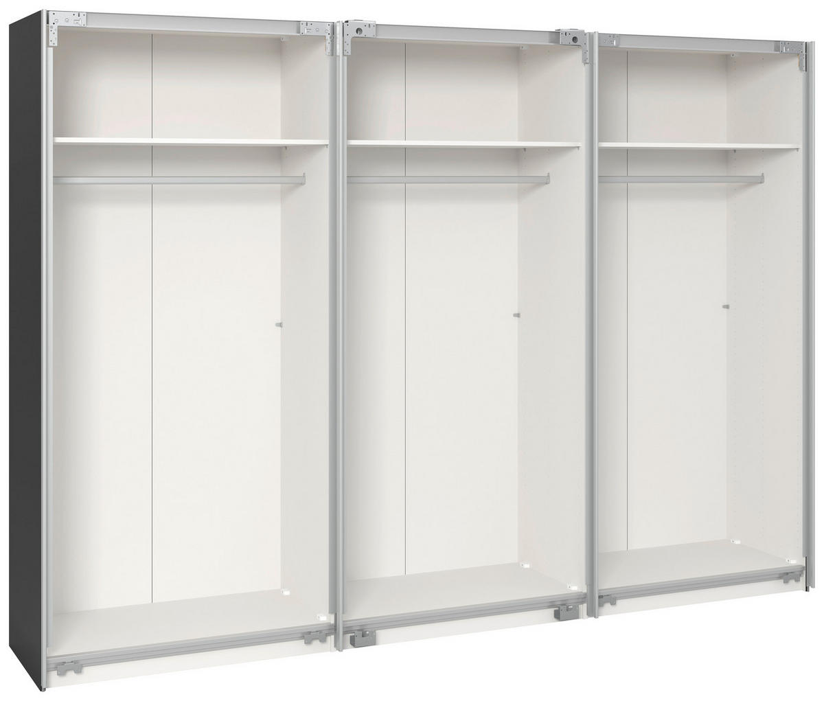 SCHWEBETÜRENSCHRANK  in Anthrazit, Schwarz  - Edelstahlfarben/Anthrazit, Design, Glas/Holzwerkstoff (303/195/65cm) - Carryhome