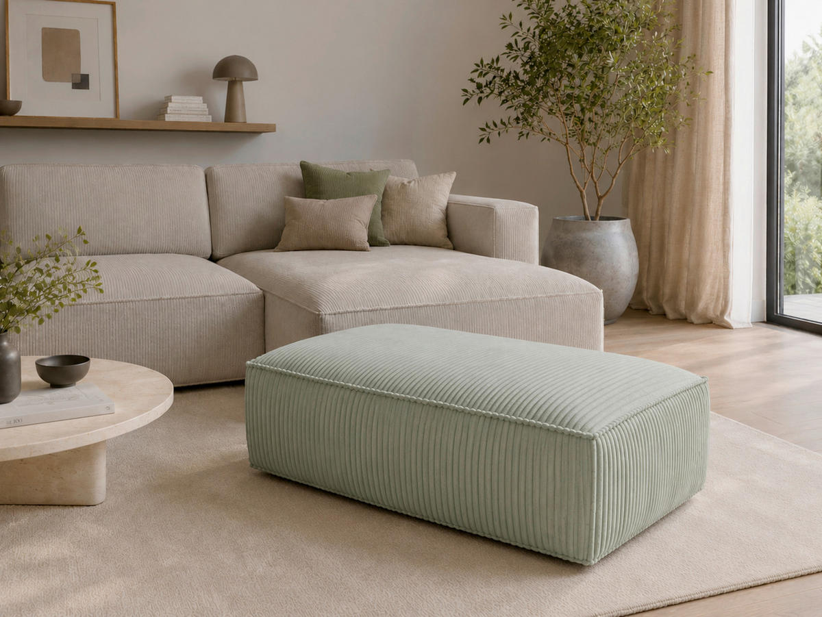 HOCKER in Textil, Holzwerkstoff Mintgrün  - Schwarz/Mintgrün, KONVENTIONELL, Holzwerkstoff/Kunststoff (105/43/65cm) - Livetastic