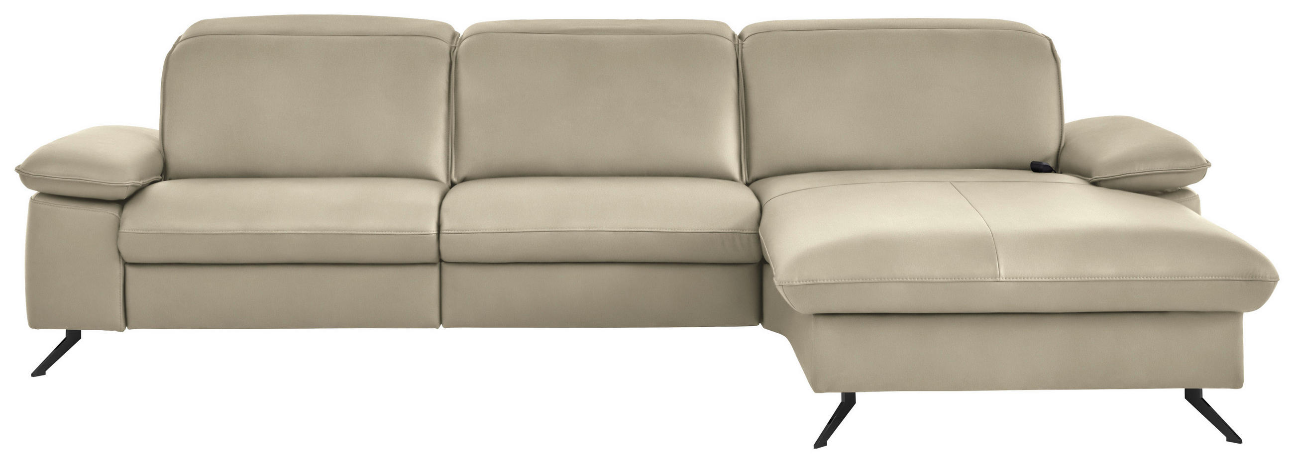 ECKSOFA  Echtleder Naturfarben  - Schwarz/Naturfarben, Design, Leder/Metall (307/169cm) - Beldomo Premium