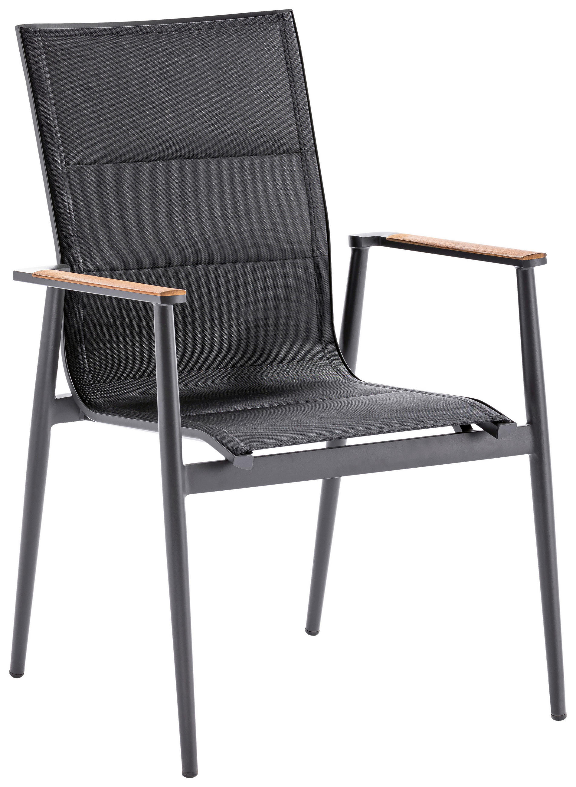 GARTENSTUHL Aluminium Schwarz, Anthrazit  - Anthrazit/Schwarz, Basics, Holz/Textil (61/96/67cm)