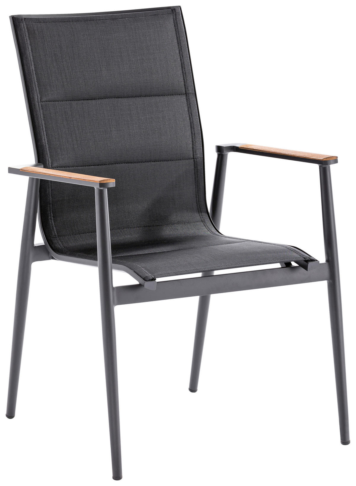 GARTENSTUHL Aluminium Schwarz, Anthrazit  - Anthrazit/Schwarz, Basics, Holz/Textil (61/96/67cm)