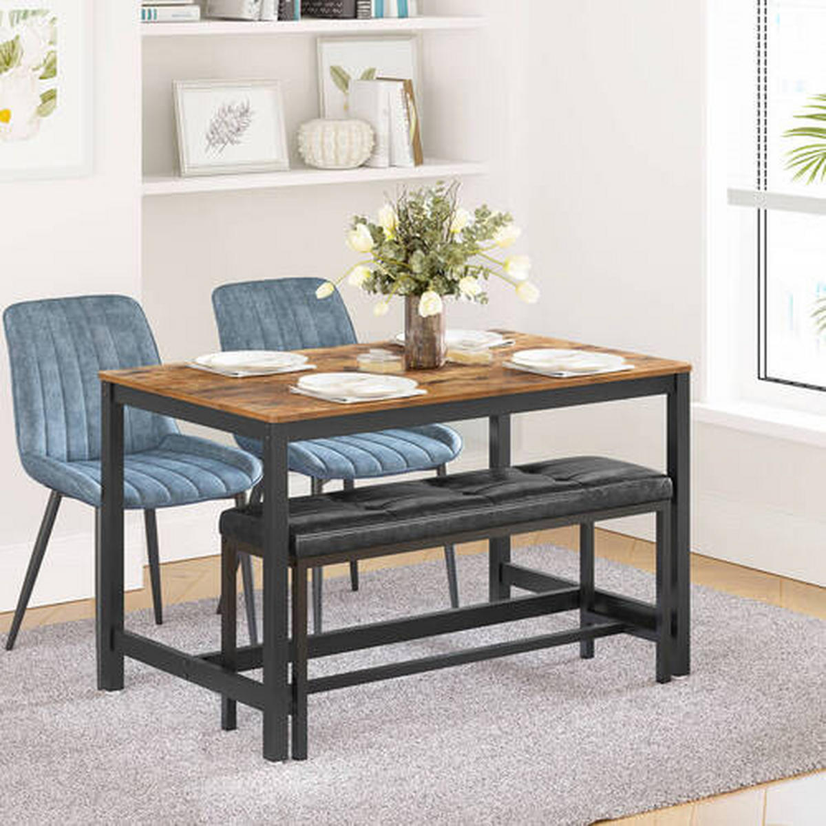 ESSTISCH Braun, Schwarz rechteckig  in verschiedenen Größen erhältlich, Variantenauswahl  - Schwarz/Braun, Natur, Holzwerkstoff/Metall (120/75/75cm) - Boxxx