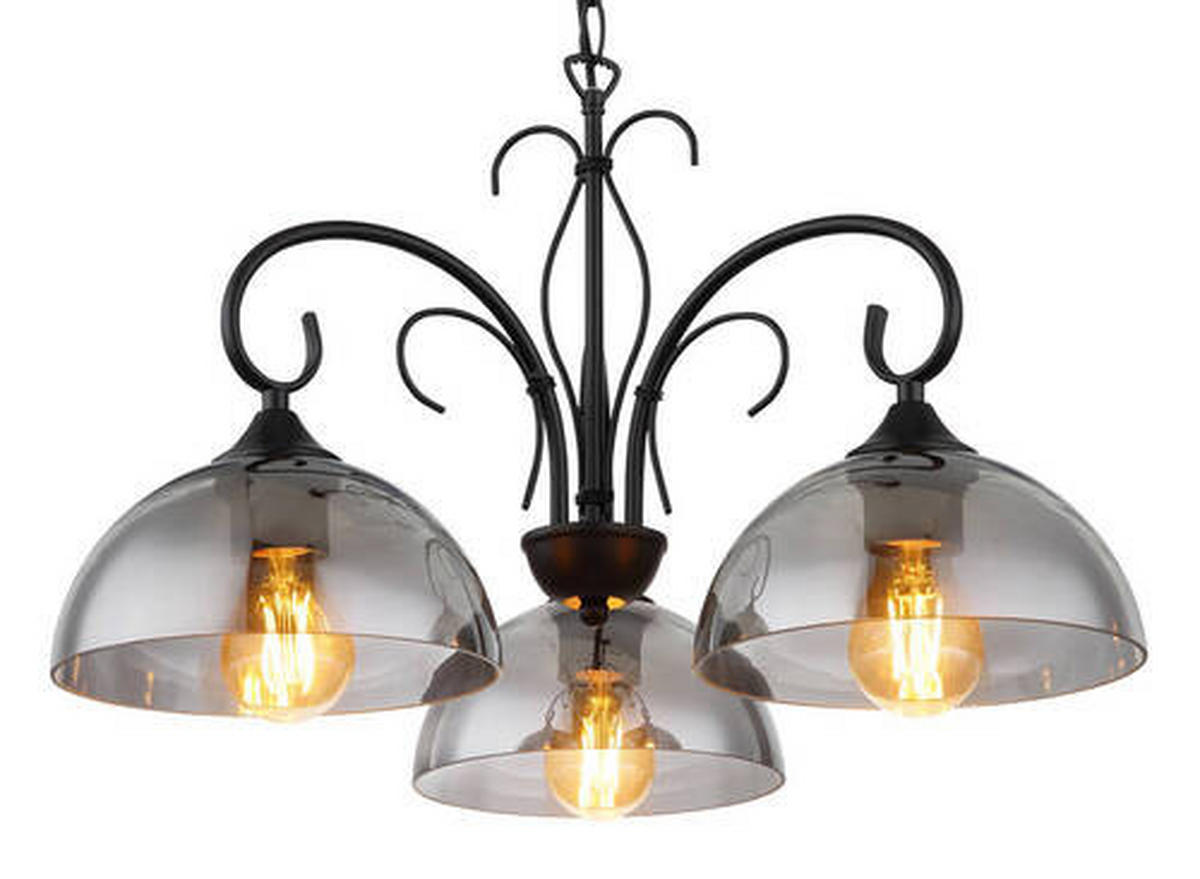 HÄNGELEUCHTE 56/120 cm    - Schwarz, Konventionell, Glas/Metall (56/120cm) - Globo