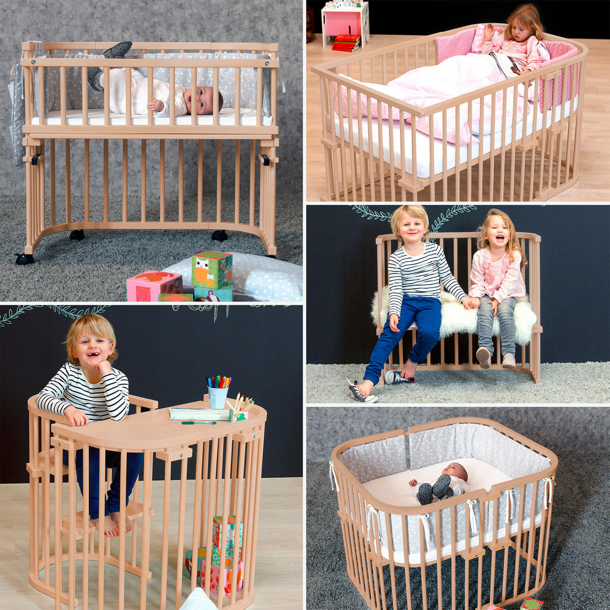 BEISTELLBETT Babybay Original 87/46/79 cm  - Naturfarben, Basics, Holz (87/46/79cm) - Babybay