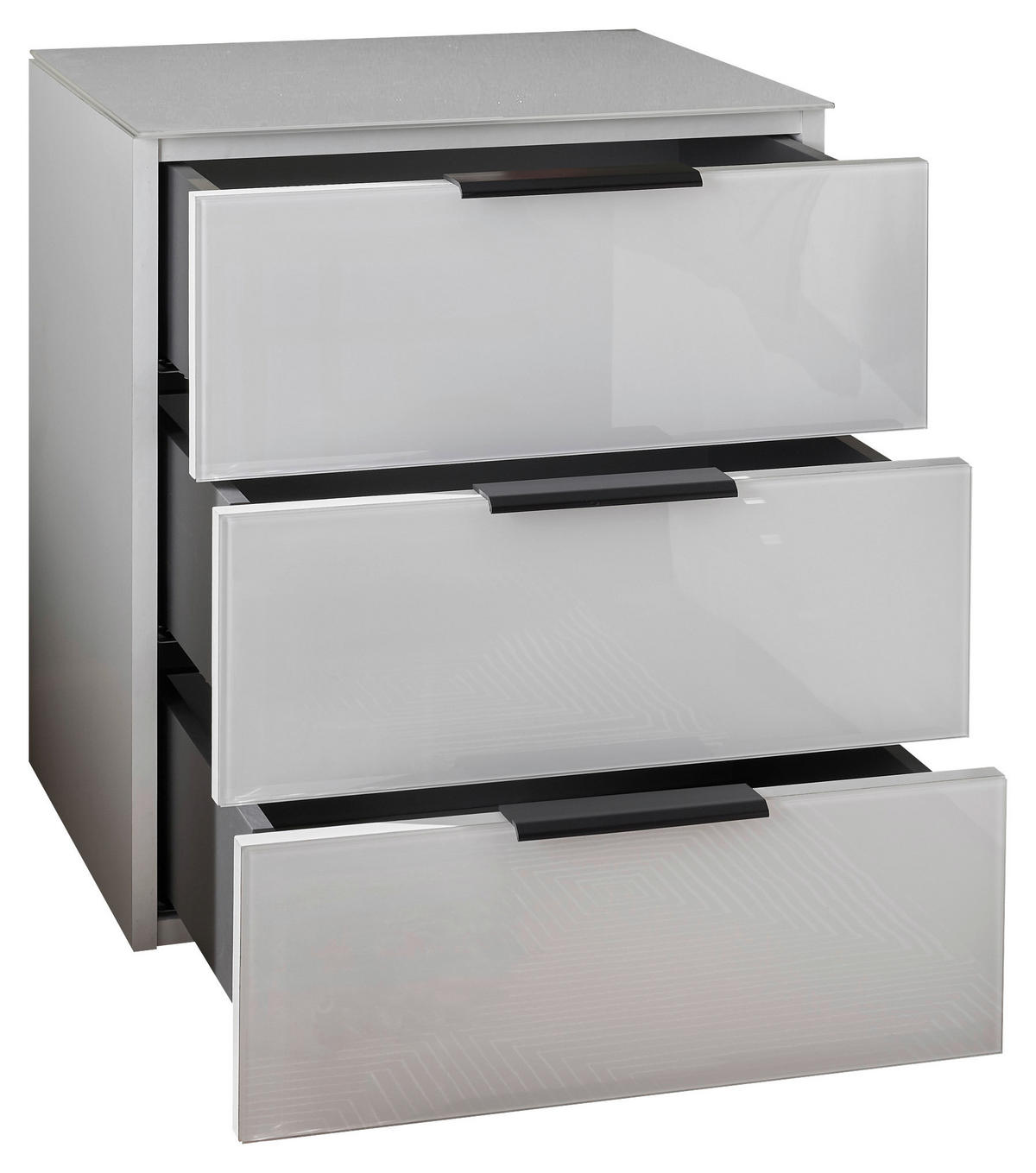 NACHTTISCH 45,8/52,9/40 cm  in Weiss  - Weiss/Schwarz, Modern, Glas/Holzwerkstoff (45,8/52,9/40cm) - Livetastic