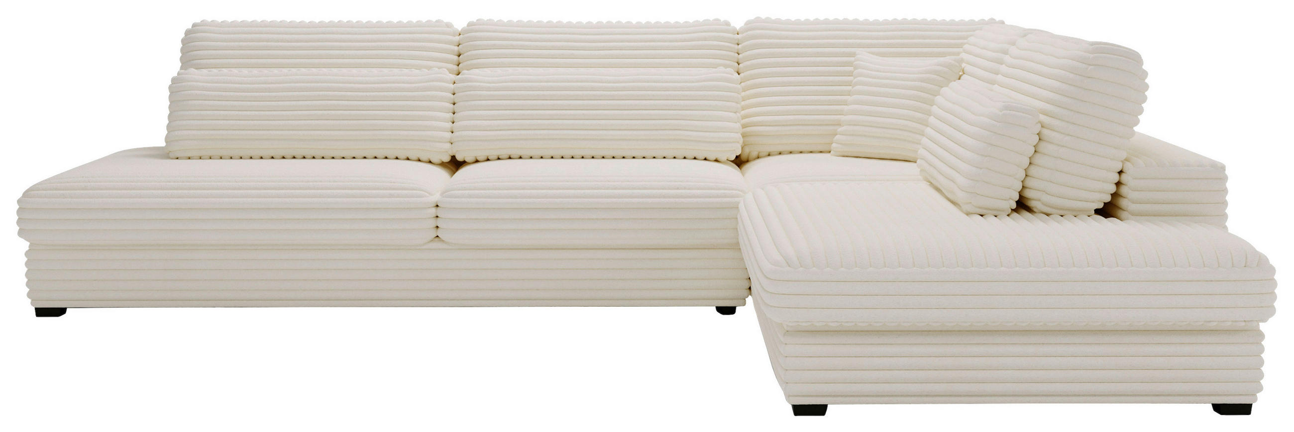 ECKSOFA Beige Cord, Plüsch  - Beige/Schwarz, Design, Kunststoff/Textil (332/244cm) - Livetastic