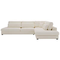 ECKSOFA Beige Cord, Plüsch  - Beige/Schwarz, Design, Kunststoff/Textil (332/244cm) - Livetastic