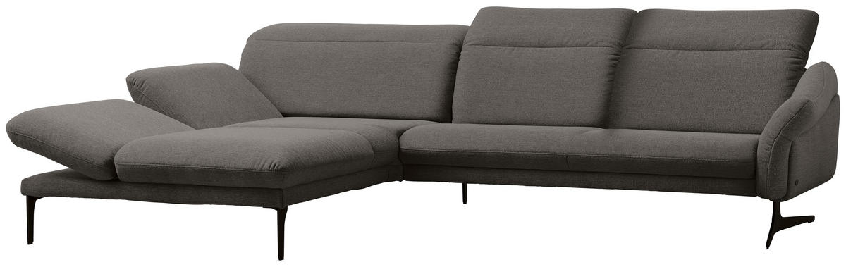 ECKSOFA in Webstoff Dunkelgrau  - Dunkelgrau/Anthrazit, Design, Textil/Metall (203/299cm) - Himolla