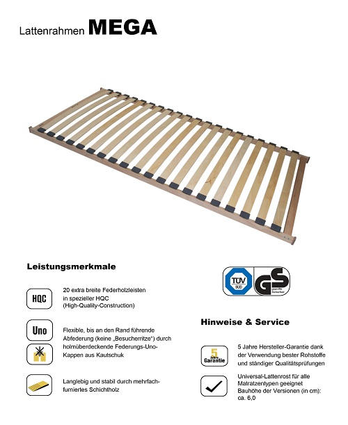 LATTENROST  - Birkefarben, Basics, Holz (80/200cm) - P & B