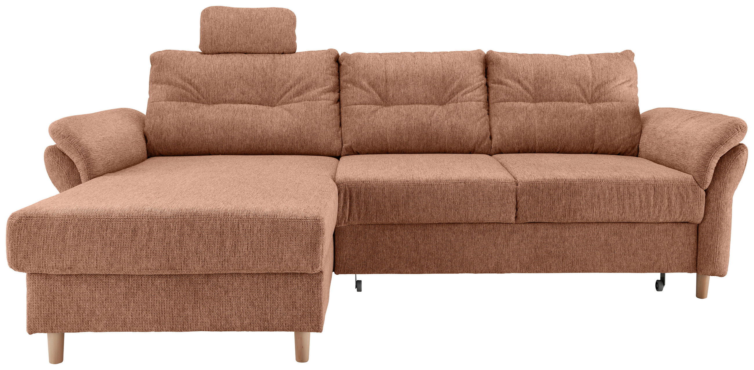 ECKSOFA Koralle Chenille  - Koralle/Naturfarben, MODERN, Holz/Textil (176/250cm) - Livetastic
