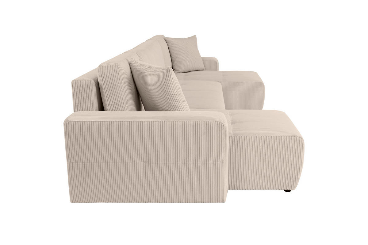 Wohnlandschaft inkl. Funktion Beige Cord  - Beige/Schwarz, KONVENTIONELL, Textil (146/317/146cm) - Xora