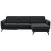 ECKSOFA in Echtleder Schieferfarben  - Schieferfarben/Schwarz, Natur, Leder/Metall (281/168cm) - Valdera