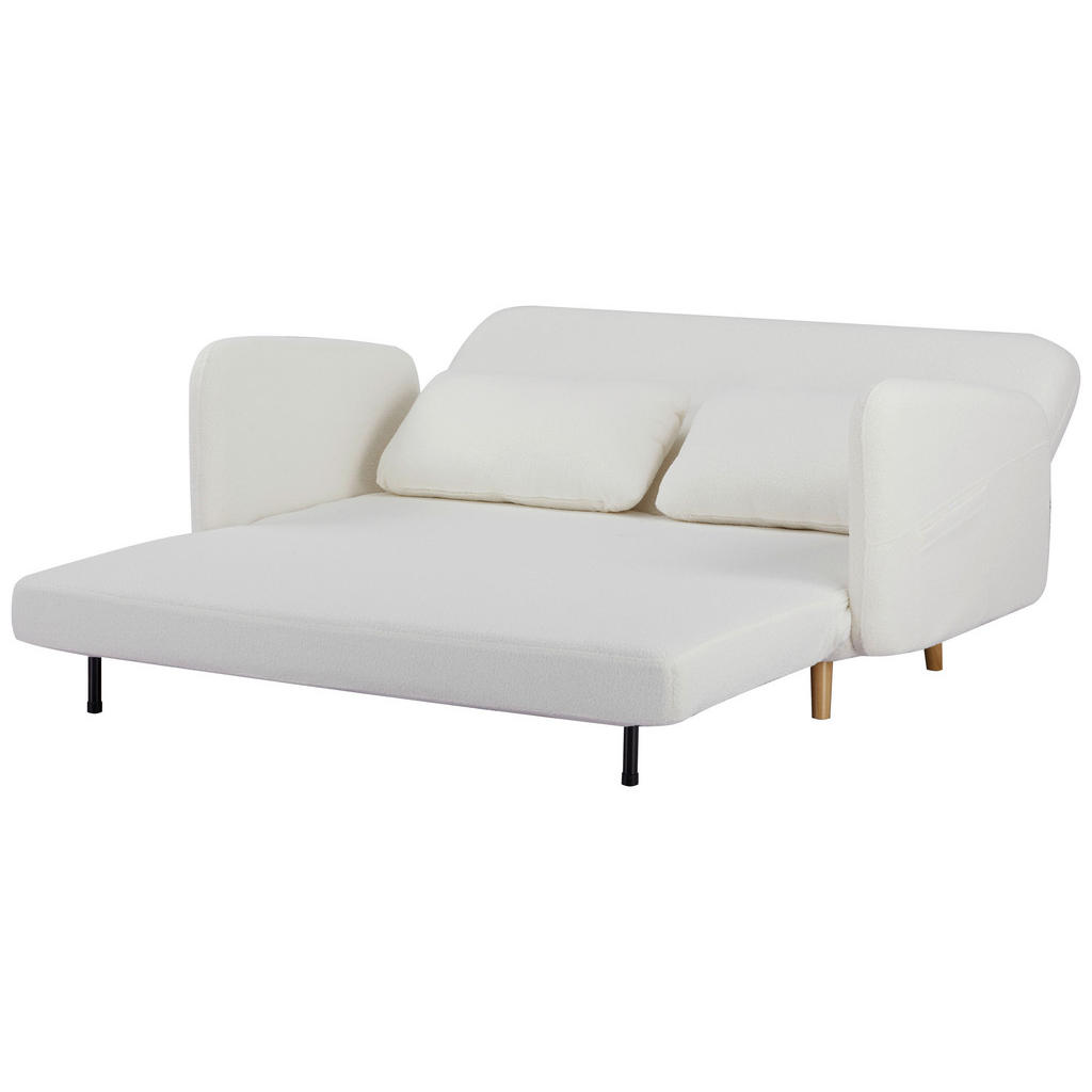 Thumbnail - Mid.you Schlafsofa, Weiß, Textil, Kiefer, massiv, vollmassiv, 2-Sitzer, Füllung: Polyester, 158x80x90 cm, Liegefunktion,...