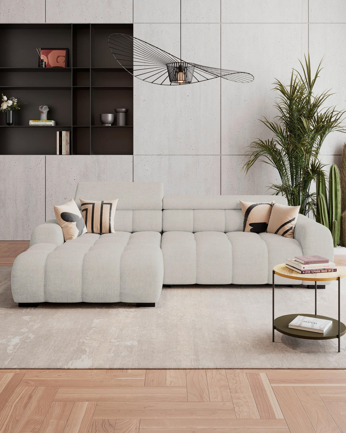 HÖRNSOFFA i vävt tyg sandfärgad  - beige/sandfärgad, Trend, textil/plast (168/285cm) - Livetastic