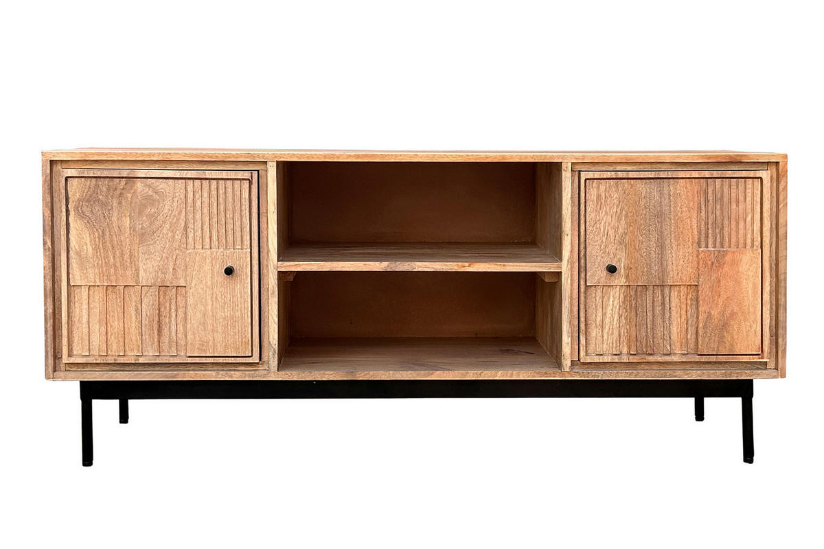 LOWBOARD  130/56/40 cm   - Schwarz/Naturfarben, Design, Holz/Metall (130/56/40cm) - MID.YOU