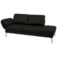 RÉCAMIERE in Echtleder Schwarz  - Chromfarben/Schwarz, Design, Leder/Metall (209/85-109/95-16cm) - Dieter Knoll