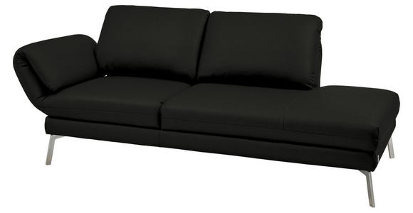 RÉCAMIERE in Echtleder Schwarz - Chromfarben/Schwarz, Design, Leder/Metall (209/85-109/95-16cm) - Dieter Knoll