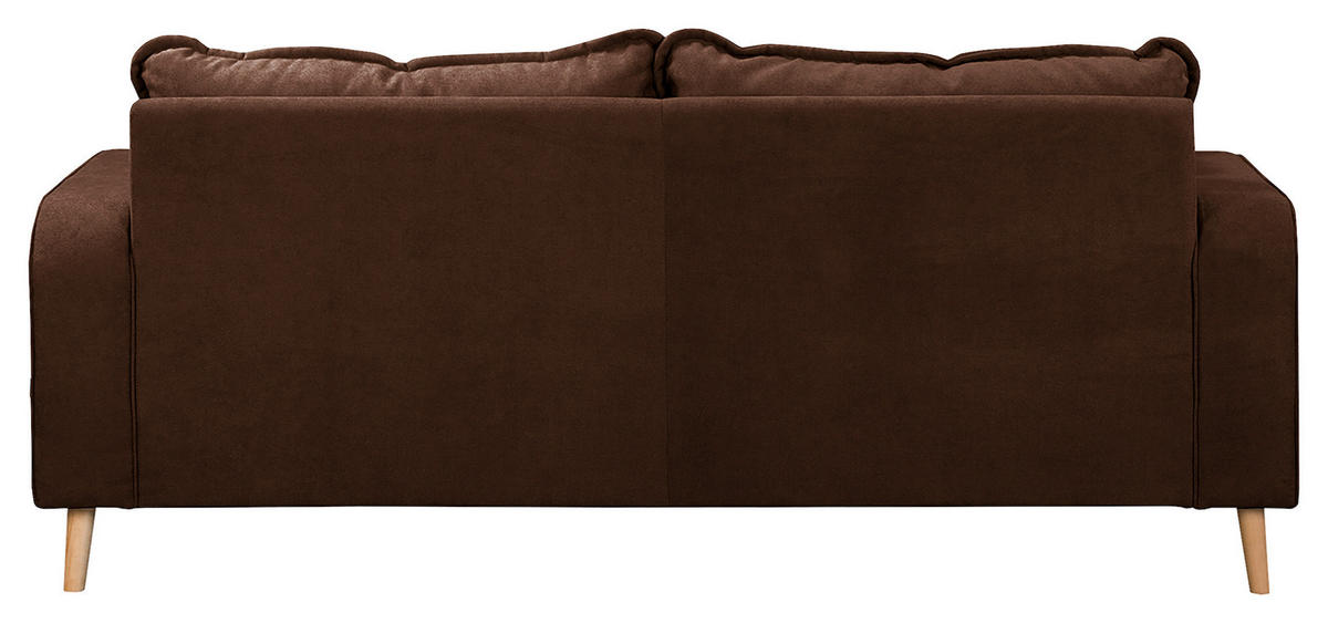 3-SITZER-SOFA in Mikrofaser Braun  - Wengefarben/Braun, Design, Holz/Textil (193/86/87cm) - Livetastic