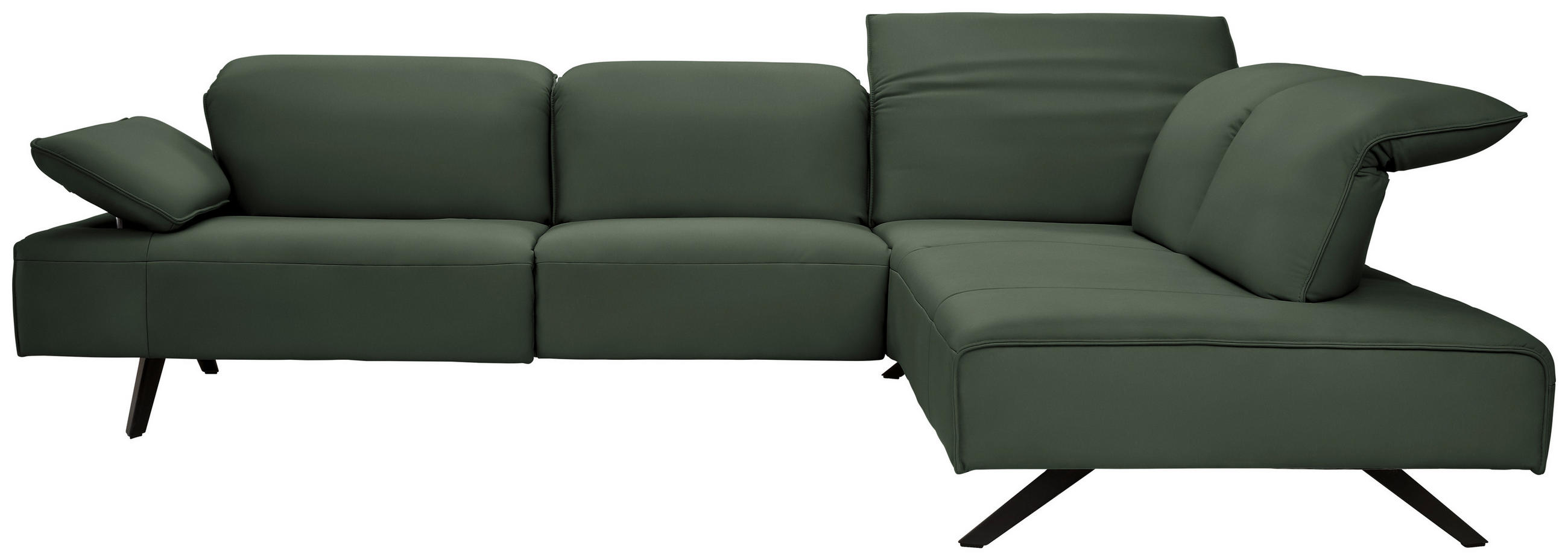 ECKSOFA Echtleder Grün  - Anthrazit/Grün, Design, Leder/Metall (290/230cm) - Johann Jakob