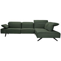 ECKSOFA Echtleder Grün  - Anthrazit/Grün, Design, Leder/Metall (290/230cm) - Johann Jakob