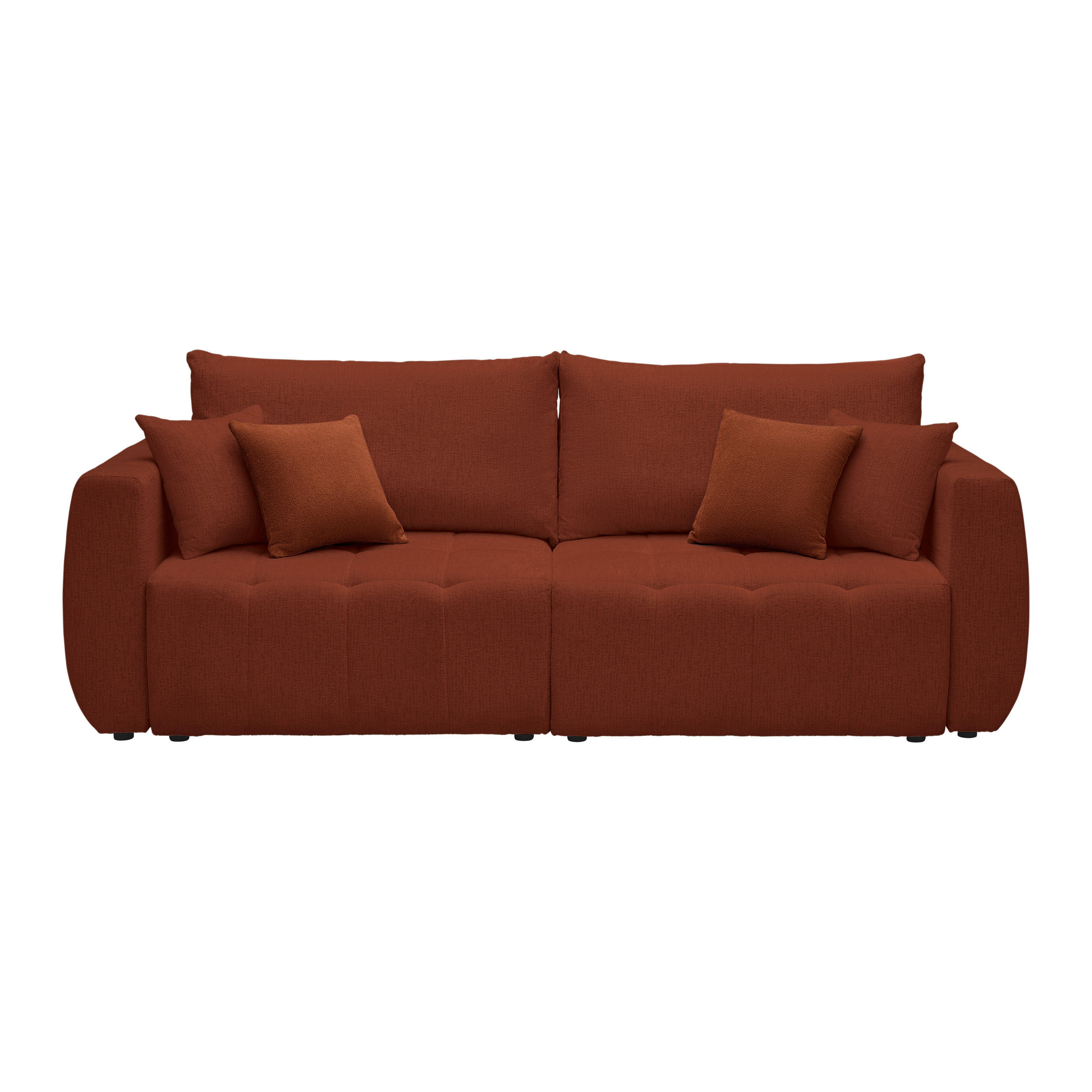 SCHLAFSOFA in Chenille, Jacquard Rostfarben  - Rostfarben/Schwarz, Kunststoff/Textil (245/74-90/104cm) - MID.YOU