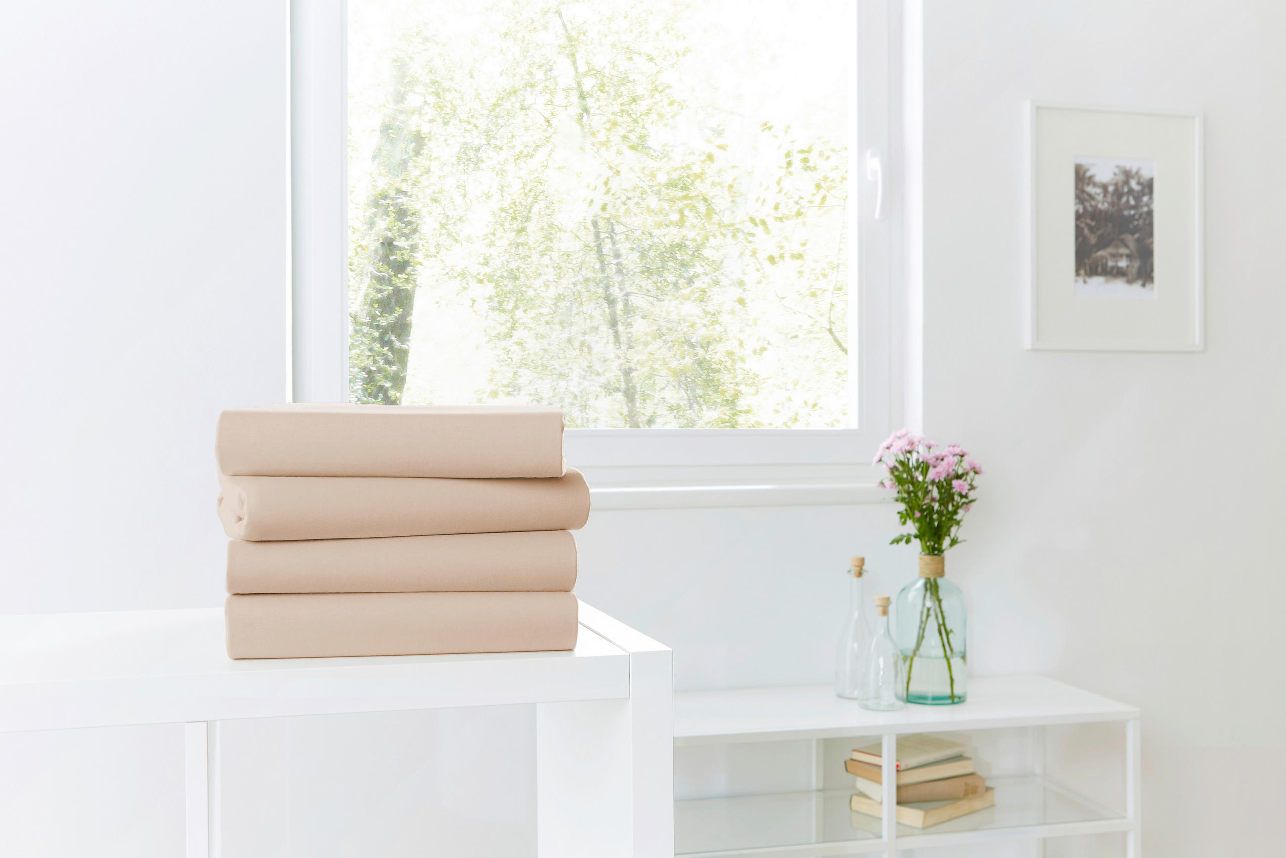 SPANNLEINTUCH 190/200 cm Jersey  - Beige, Basics, Textil (190/200cm)