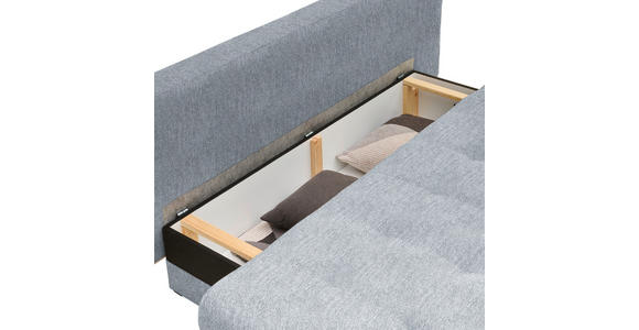 SCHLAFSOFA Flachgewebe Grau Rückenkissen, Armlehnenkissen, Bettkasten, Schlaffunktion, Rücken echt  - Beige/Naturfarben, Design, Holz/Textil (200/71/95cm) - Novel