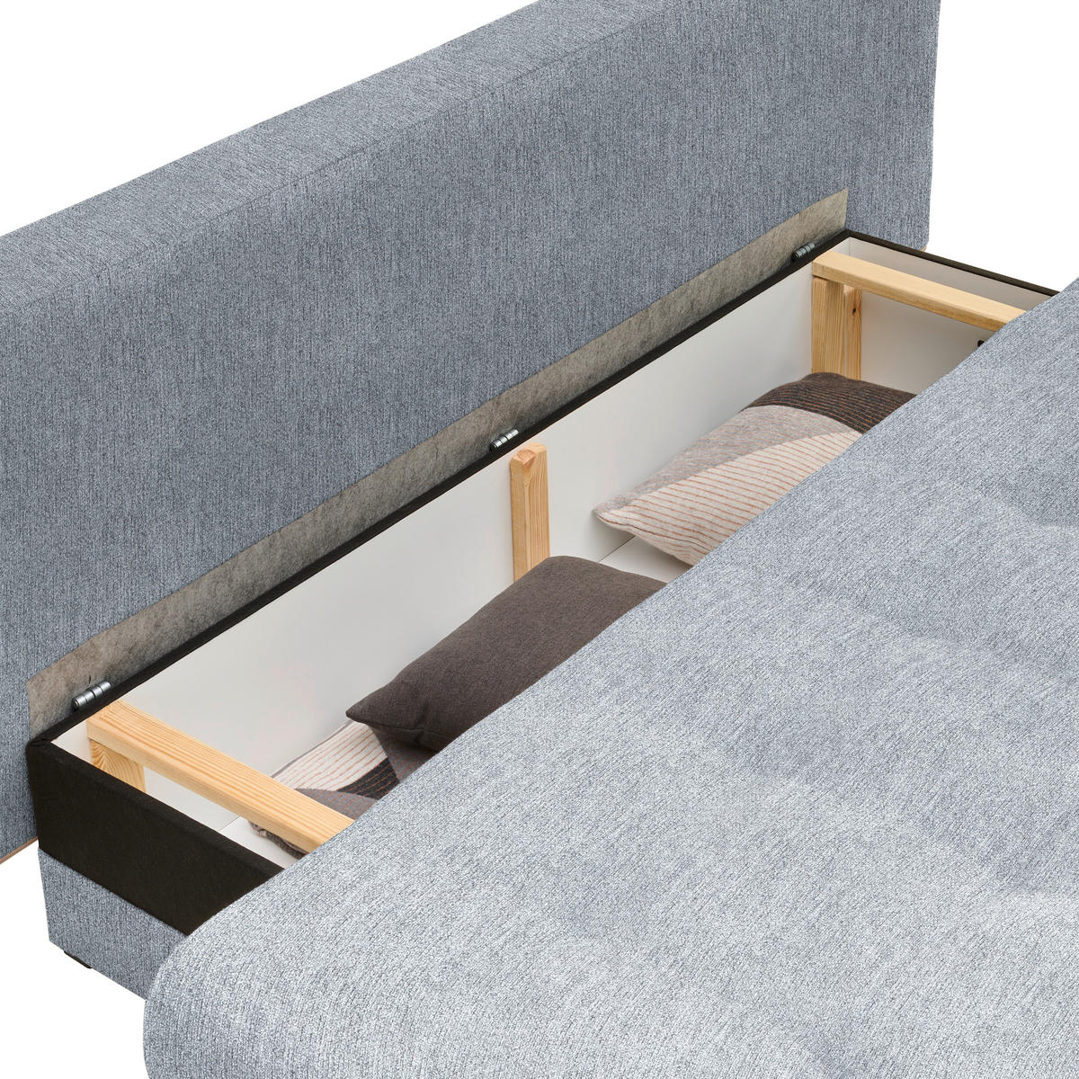 SCHLAFSOFA  in Flachgewebe Grau  - Beige/Naturfarben, Design, Holz/Textil (200/71/95cm) - Novel