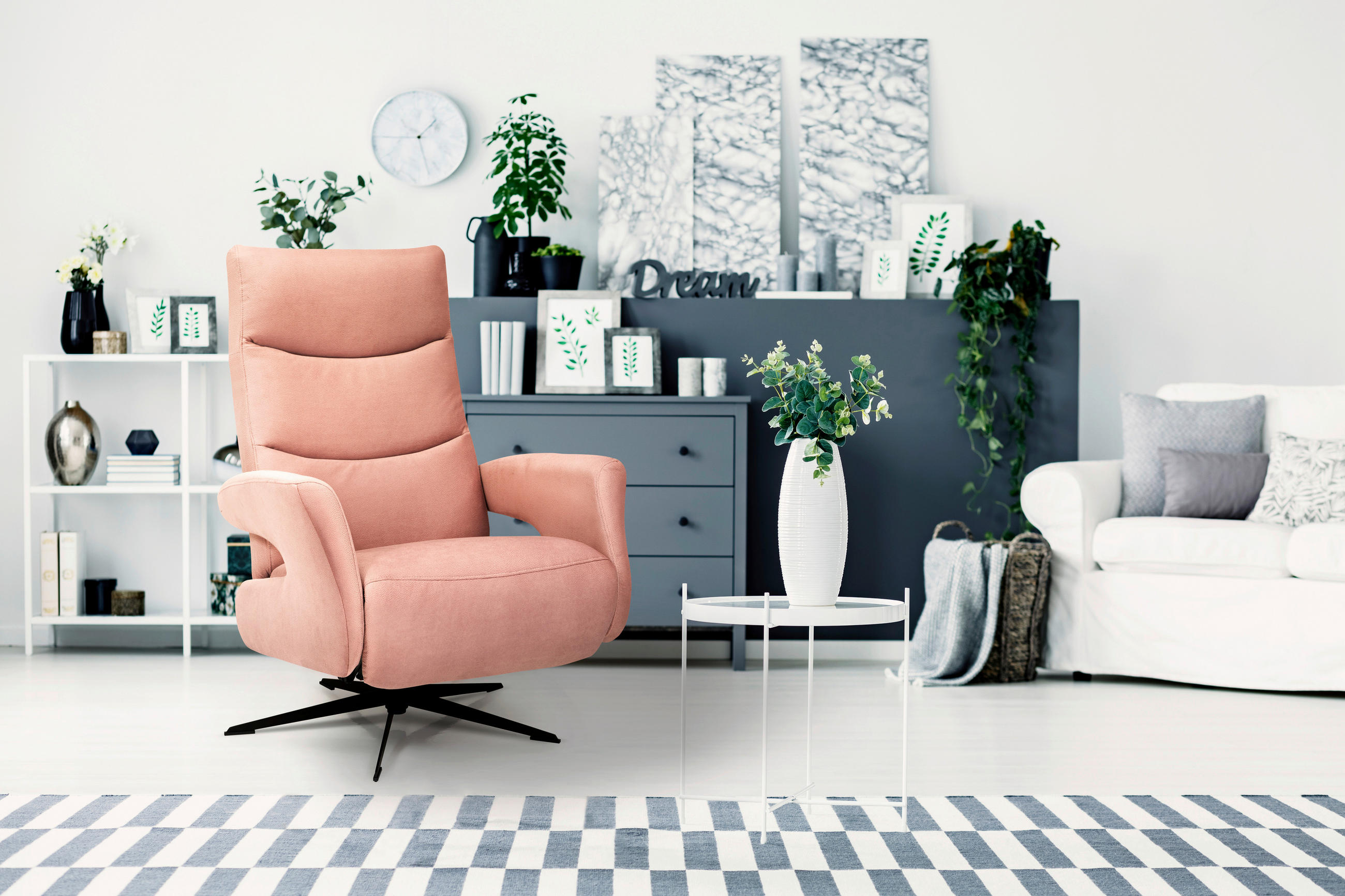 RELAXAČNÍ KŘESLO, textil, růžová - růžová/černá, Design, kov/textil (75/106/89cm) - Welnova