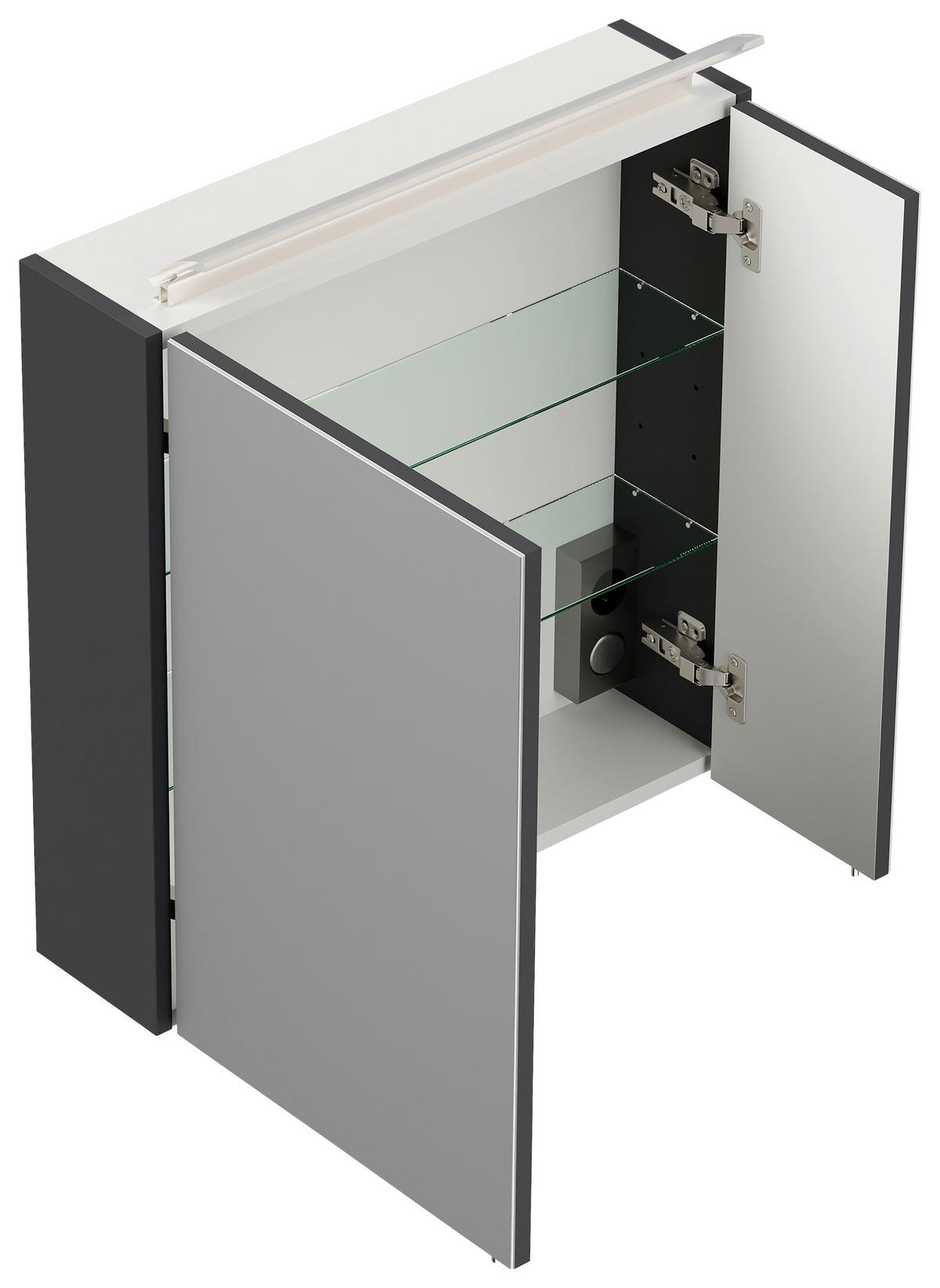 SPIEGELSCHRANK 60/62/17 cm  - Graphitfarben, MODERN, Glas/Holzwerkstoff (60/62/17cm) - MID.YOU