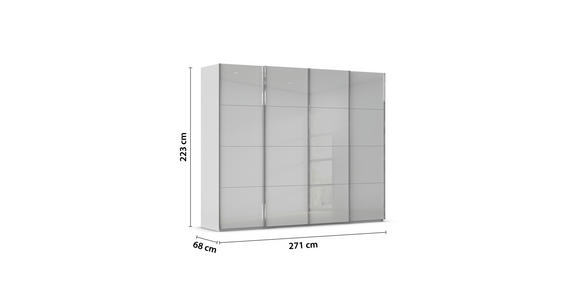 SCHWEBETÜRENSCHRANK 271/223/68 cm 4-türig Grau - Chromfarben/Grau, Design, Glas/Holzwerkstoff (271/223/68cm) - Novel