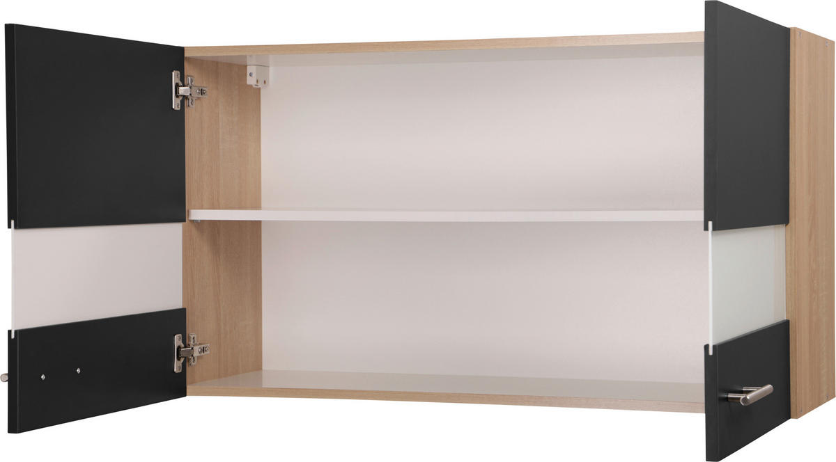 KÜCHENOBERSCHRANK 100/56,1/34,6 cm  in Schwarz, Eichefarben  - Eichefarben/Silberfarben, Basics, Glas/Holzwerkstoff (100/56,1/34,6cm) - Respekta