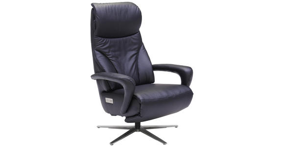 RELAXSESSEL in Leder Schwarz - Edelstahlfarben/Schwarz, Design, Leder/Metall (75/112/88cm) - Dieter Knoll