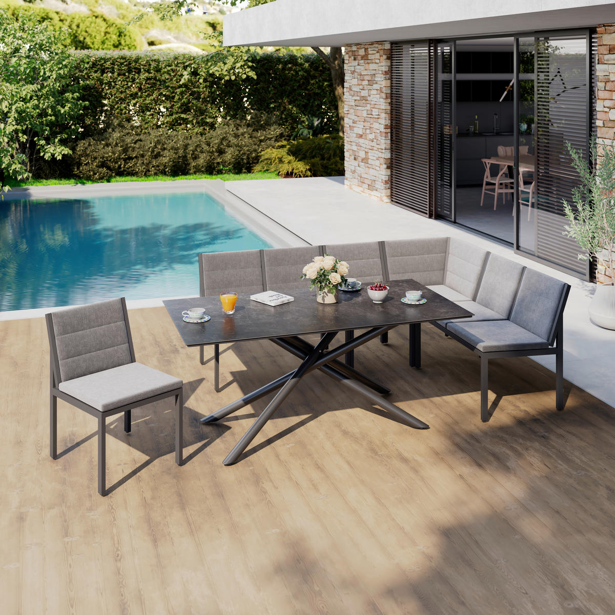 LOUNGESOFA  - Anthrazit/Grau, MODERN, Textil/Metall (100/82/62cm) - Amatio