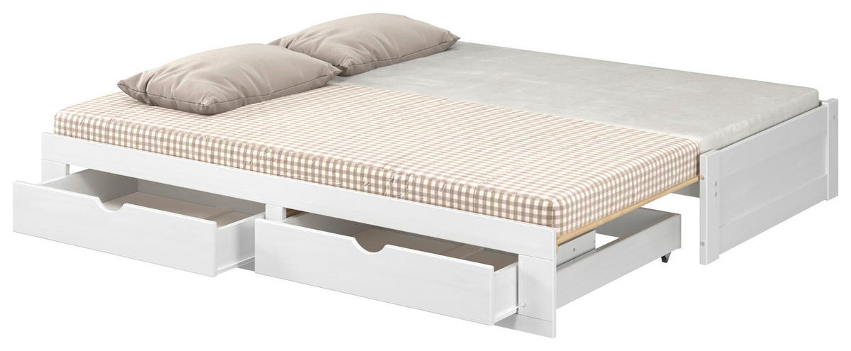 AUSZIEHBETT 206/100 cm  in Weiß  - Naturfarben/Weiß, MODERN, Holz/Holzwerkstoff (206/100cm) - MID.YOU