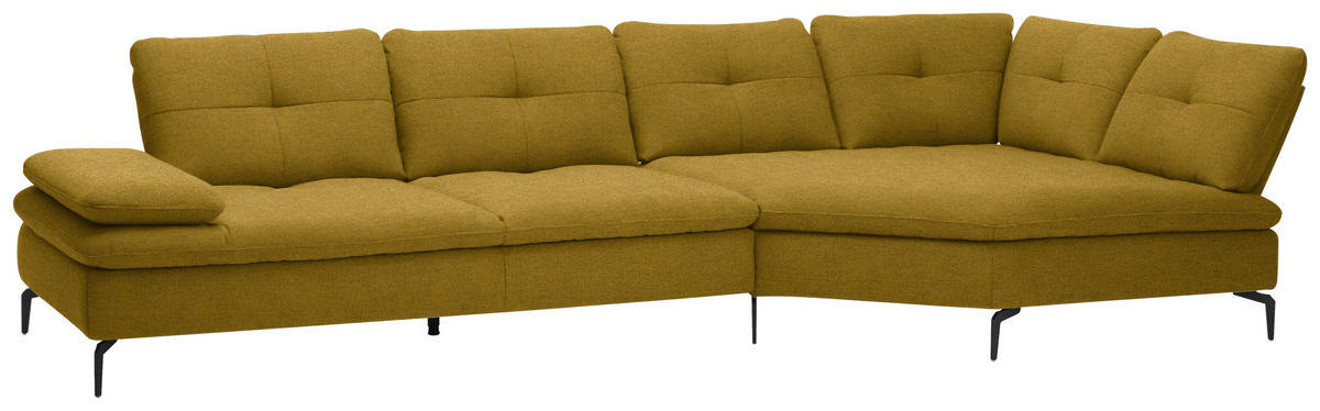 ECKSOFA in Flachgewebe Hellgrün  - Schwarz/Hellgrün, Design, Textil/Metall (344/157cm) - Chilliano