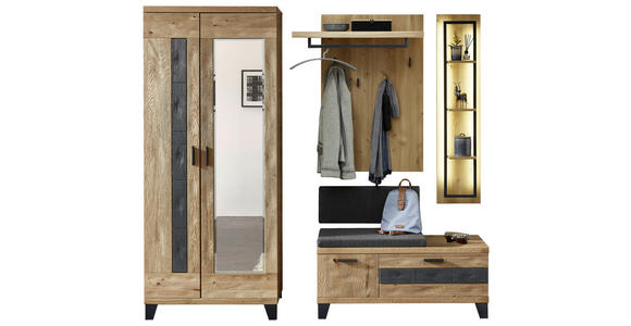 GARDEROBE 128/203/38 cm  - Eichefarben/Grau, Natur, Holz/Holzwerkstoff (128/203/38cm) - Linea Natura