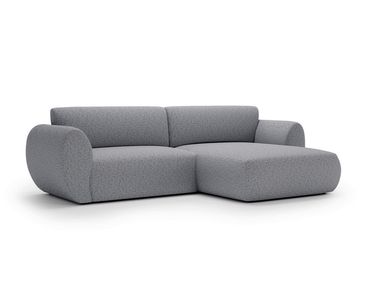 ECKSOFA Chenille Hellgrau  - Hellgrau/Schwarz, Design, Kunststoff/Textil (288/170cm) - Livetastic
