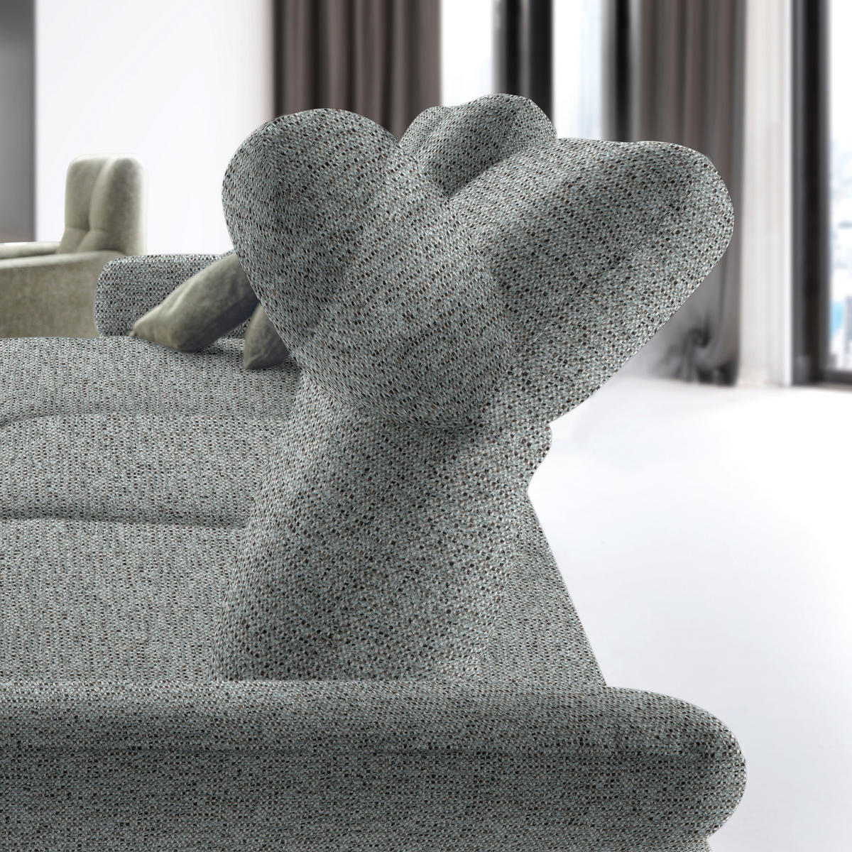 ECKSOFA in Flachgewebe, Chenille Pastellblau  - Pastellblau/Schwarz, Design, Textil/Metall (165/318cm) - Xora