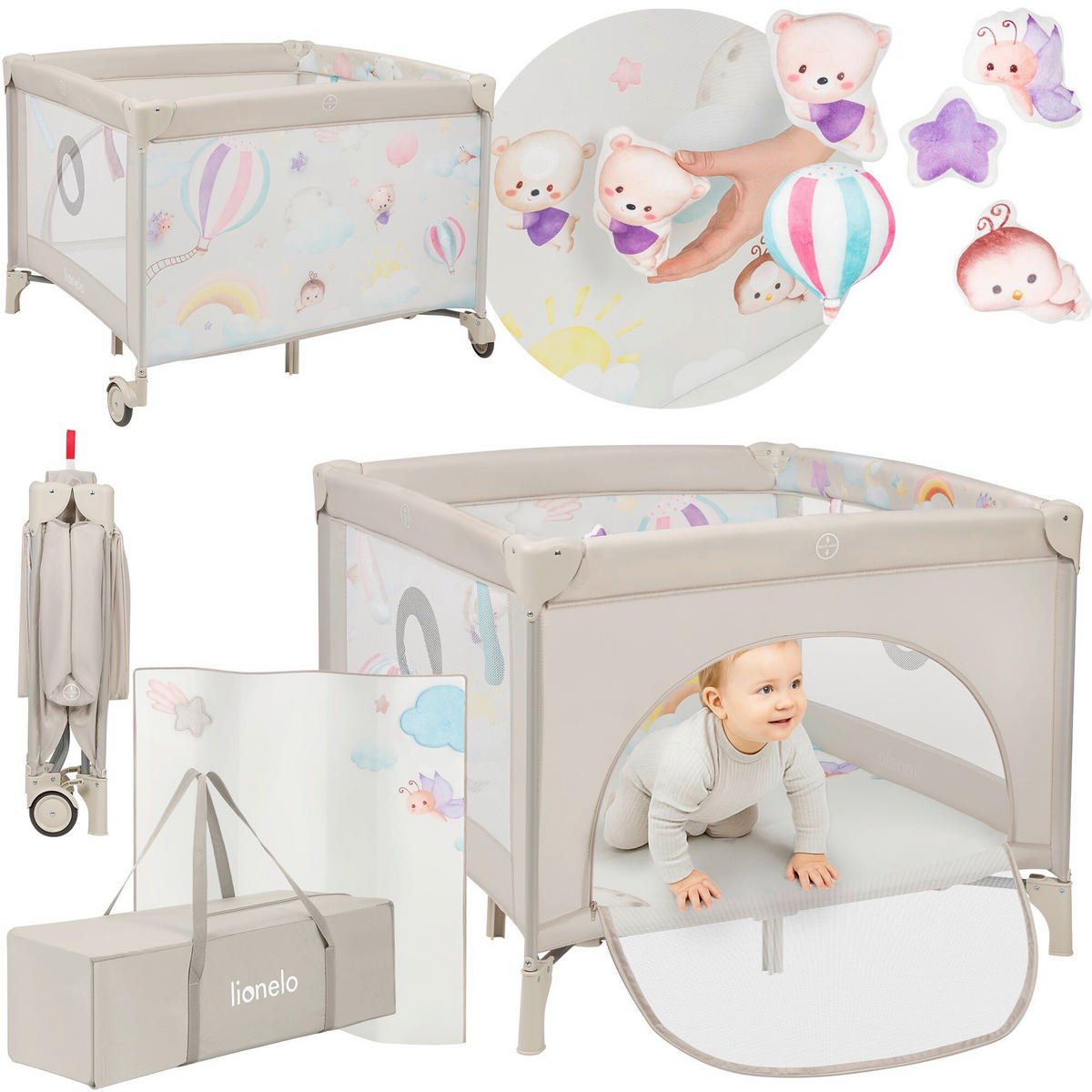 LAUFGITTER Mille Plus  100/100/77 cm  - Beige, Basics, Textil (100/100/77cm) - Lionelo