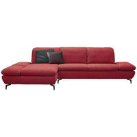 ECKSOFA Rot Chenille  - Silberfarben/Rot, Design, Textil/Metall (200/315cm) - Chilliano