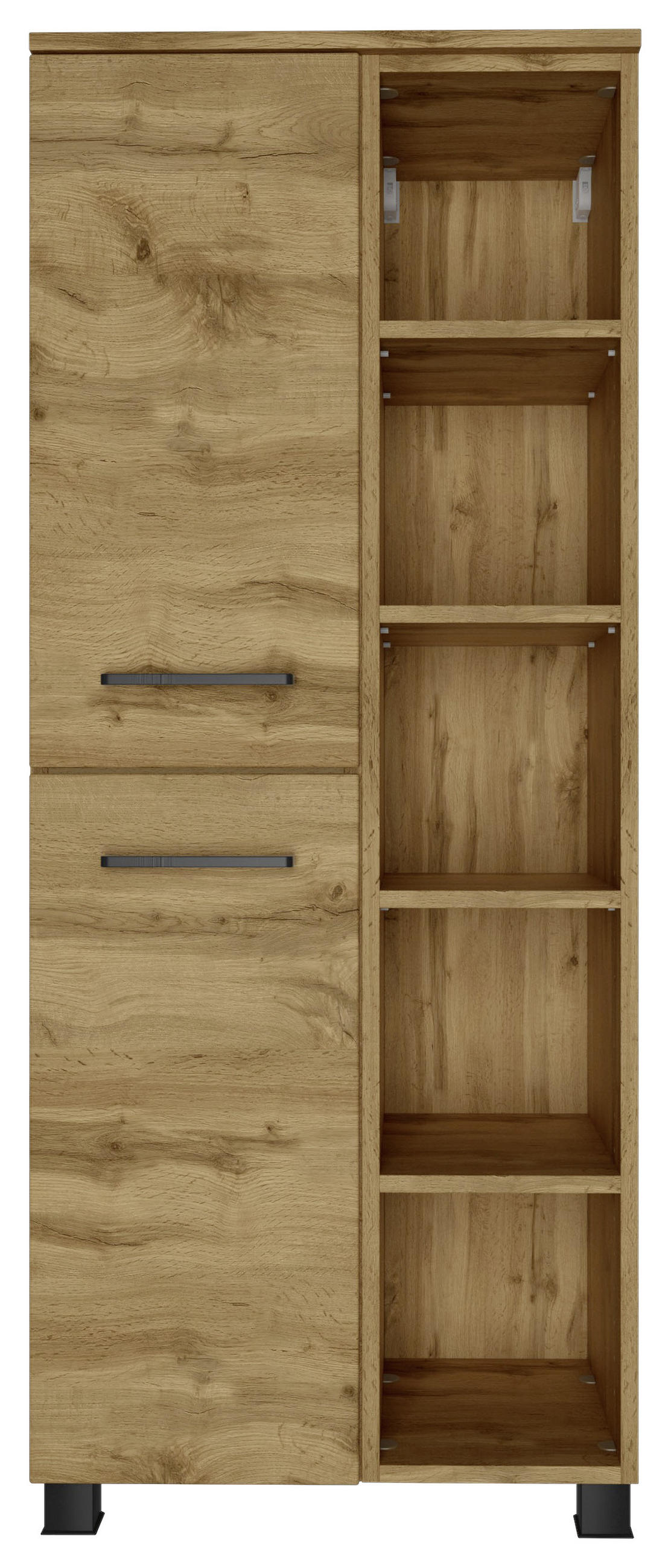 MIDISCHRANK 55/130/35 cm  - Eichefarben/Schwarz, MODERN, Holzwerkstoff/Metall (55/130/35cm) - Held
